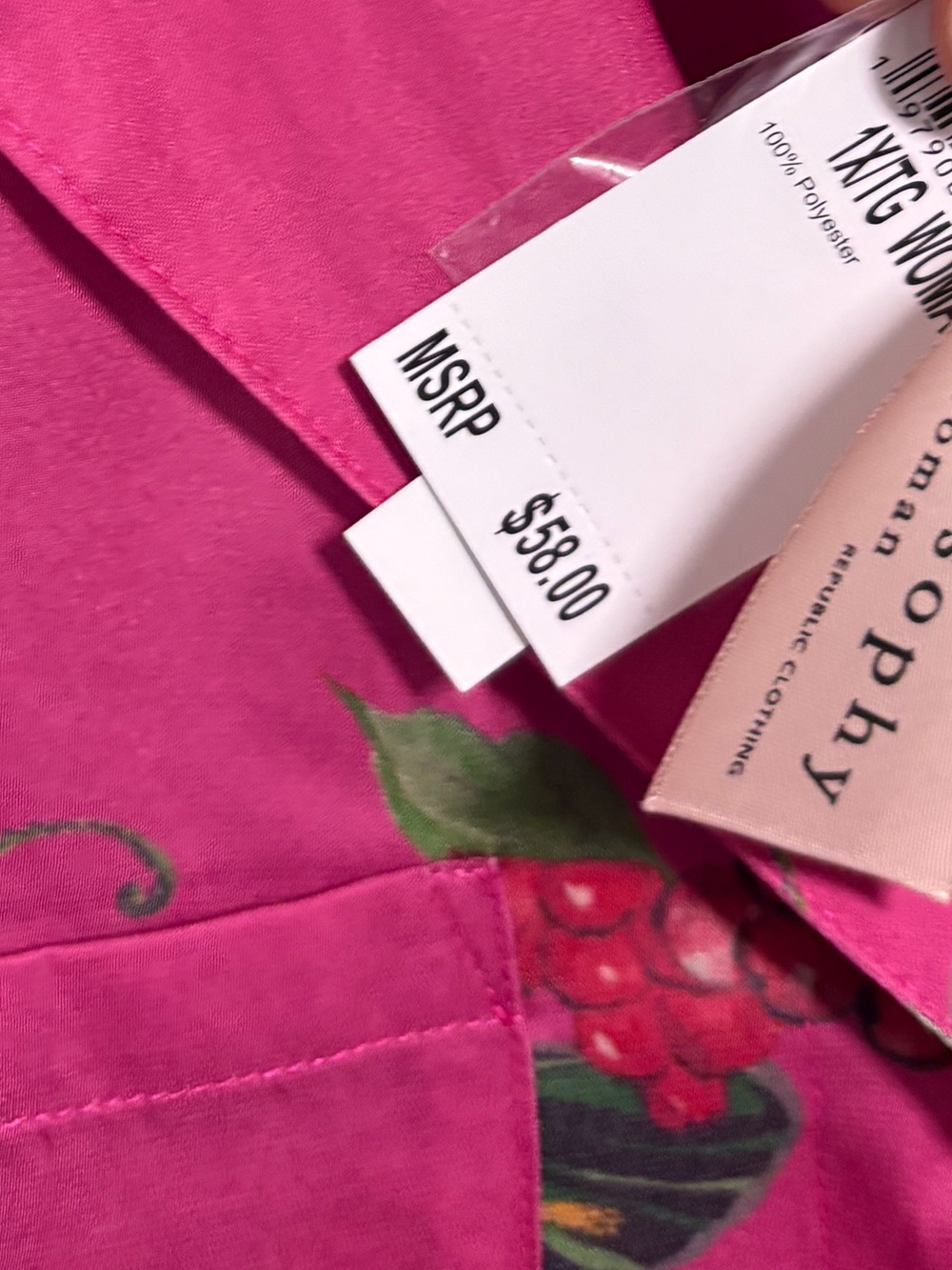 Philosophy Pink Button Up Shirt Size 1X - Picture 6 of 9